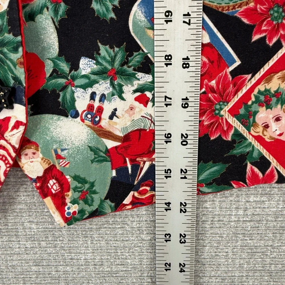 Vtg Men's Novelty Handmade Christmas Vest‎ Santa Claus Poinsettia V-Neck Sz M